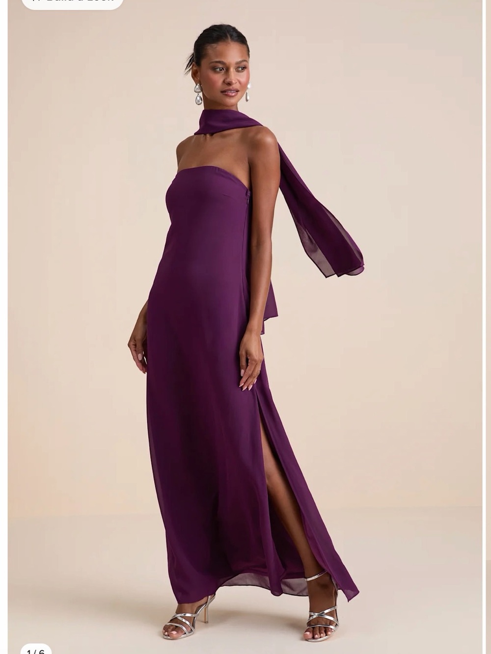 Lulus Rawya Plum Purple Strapless Maxi Dress with Scarf Size Small